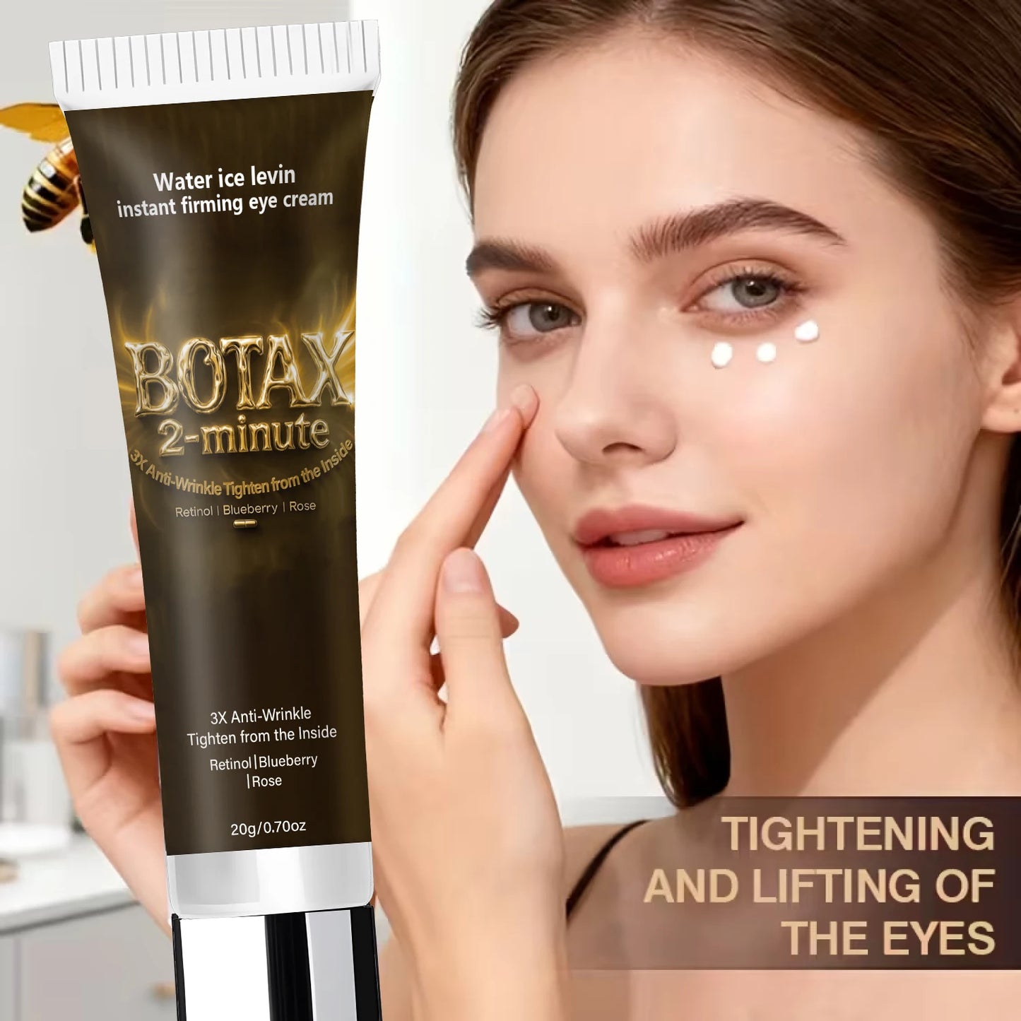 Instant Firming Eye Cream with Retinol & Hyaluronic Acid, 3X Anti-Wrinkle, Tightens from Inside, Blueberry & Rose Extract. Pi-Mart