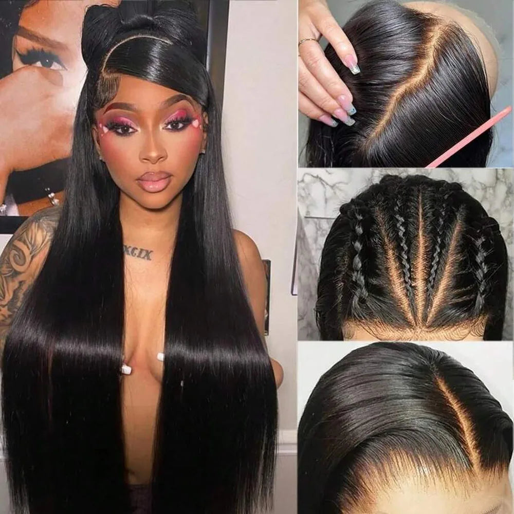 Full Frontal Real HD Lace Wig Human Hair Pre Plucked Bleached Knots 250% Density Straight Human Hair Wigs For Women 26 Inch LadyShow.Store