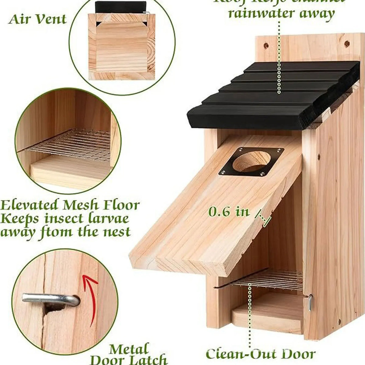 Bird House Wood Hanging Nesting Box Sheltered Warm Place Outside Bluebird Viewing House Feeder for Pet Supplies Patio Small Bird Pi-Mart
