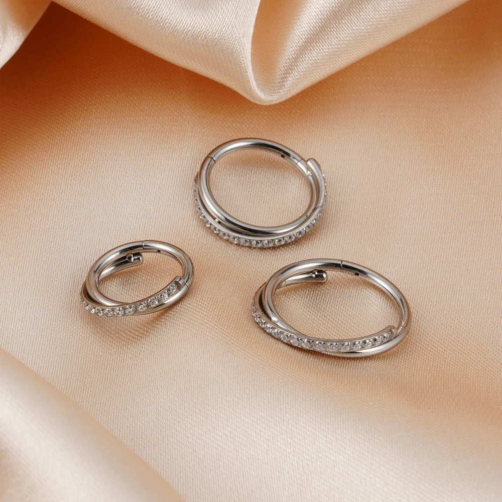 Right Grand Implant Grade Titanium Hinged Seamless Earrings Clicker Hoop Ring for Cartilage Helix Rook Septum Daith Tragus Conch Pi-Mart