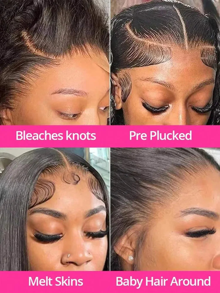 Full Frontal Real HD Lace Wig Human Hair Pre Plucked Bleached Knots 250% Density Straight Human Hair Wigs For Women 26 Inch LadyShow.Store