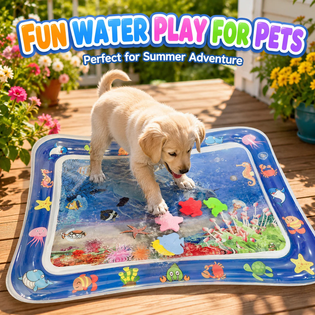 1PC Pet Water Play Mat Interactive Cat Toy Inflatable Sensory Splash Mat for Cats Dogs Indoor Enrichment Exercise Training Toy Pi-Mart