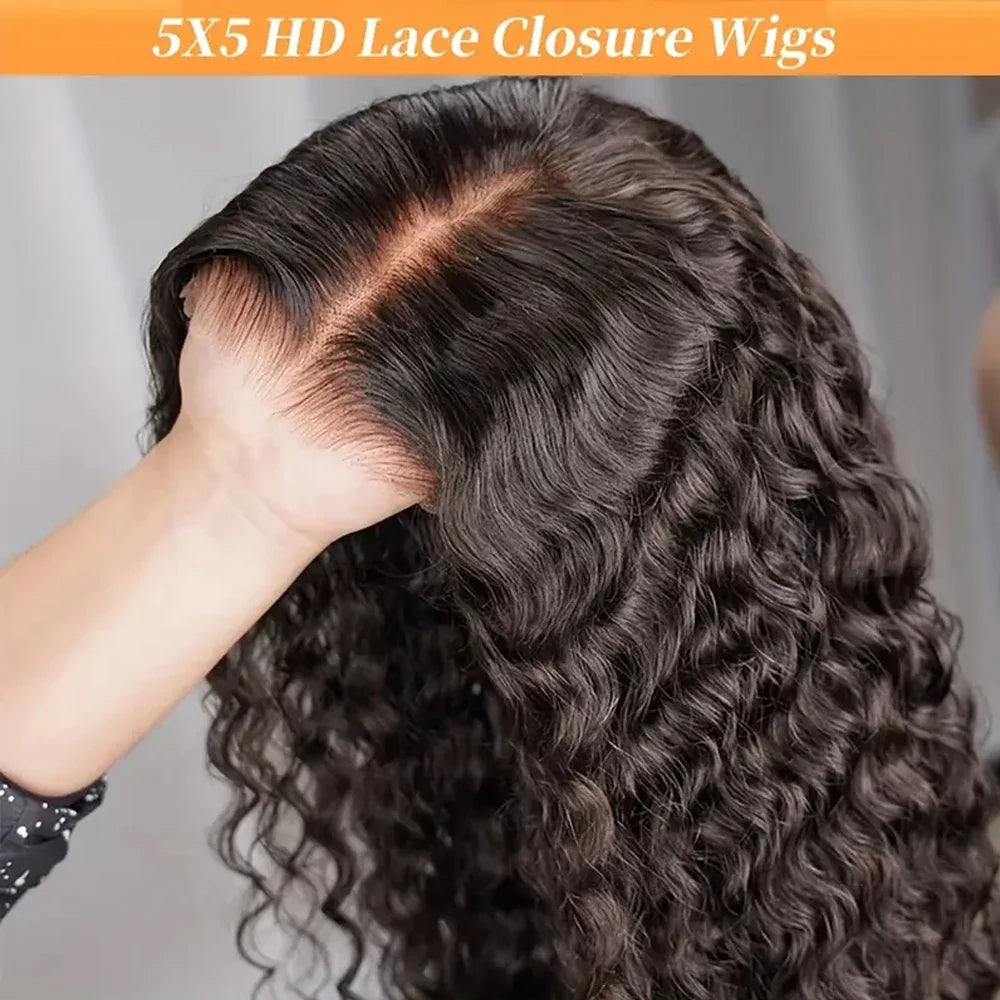 250% Density Glueless Deep Curly Wave Wig Ready To Wear 5x5 HD Lace Closure Wig Pre Cut No Glue 13x4 13x6 Human Hair Wigs Women LadyShow.Store