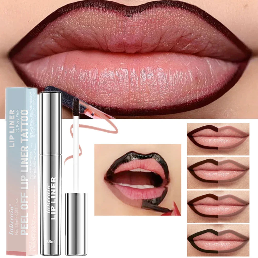 Waterproof Lip Liner Peel Off Tattoo Lipgloss Waterproof Long Lasting Matte Lip Tint Brown Contour Tear-off Lips Stain Cosmetic Tri Light Beauty