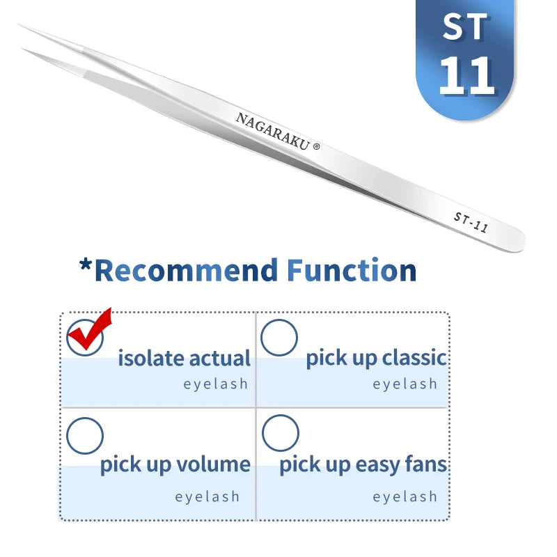 NAGARAKU Eyelash Extension Tweezers Makeup Stainless Steel Eyelash 3D accurate Clip Pi-Mart