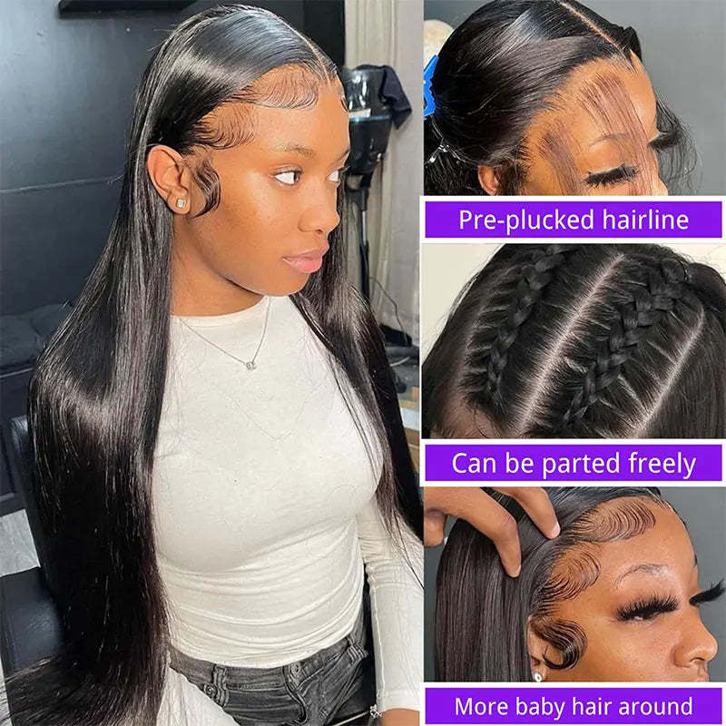 100% Malaysia Human Hair 13x6 Bone Straight Lace Front Human Hair Wigs 30 Inch 13x4 Lace Frontal Wig for Women Pre Plucked LadyShow.Store