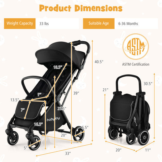 Lightweight Baby Stroller |Compact Travel Stroller for Airplane Fits Airplane Cabin & Overhead LuxuryLifeWay Online Store