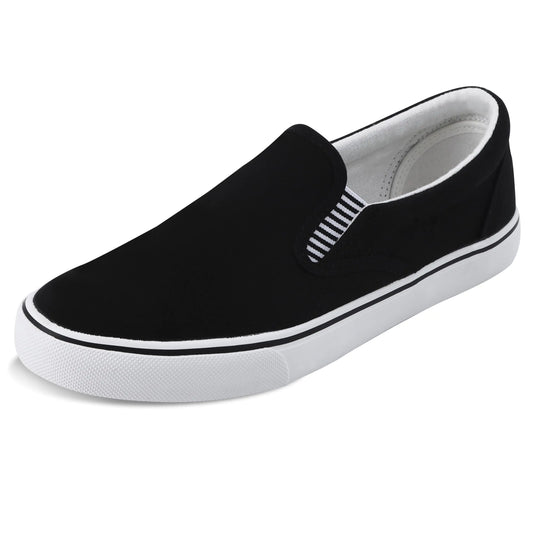 Mens Classic Canvas Shoes Slip on Sneakers Loafers Shoes Casual Fashion Shoes Black