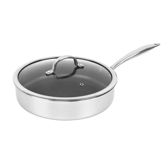 Brentwood 11 inch Hybrid Non-Stick Stainless Steel Deep Saute Pan with Glass Lid LuxuryLifeWay Online Store