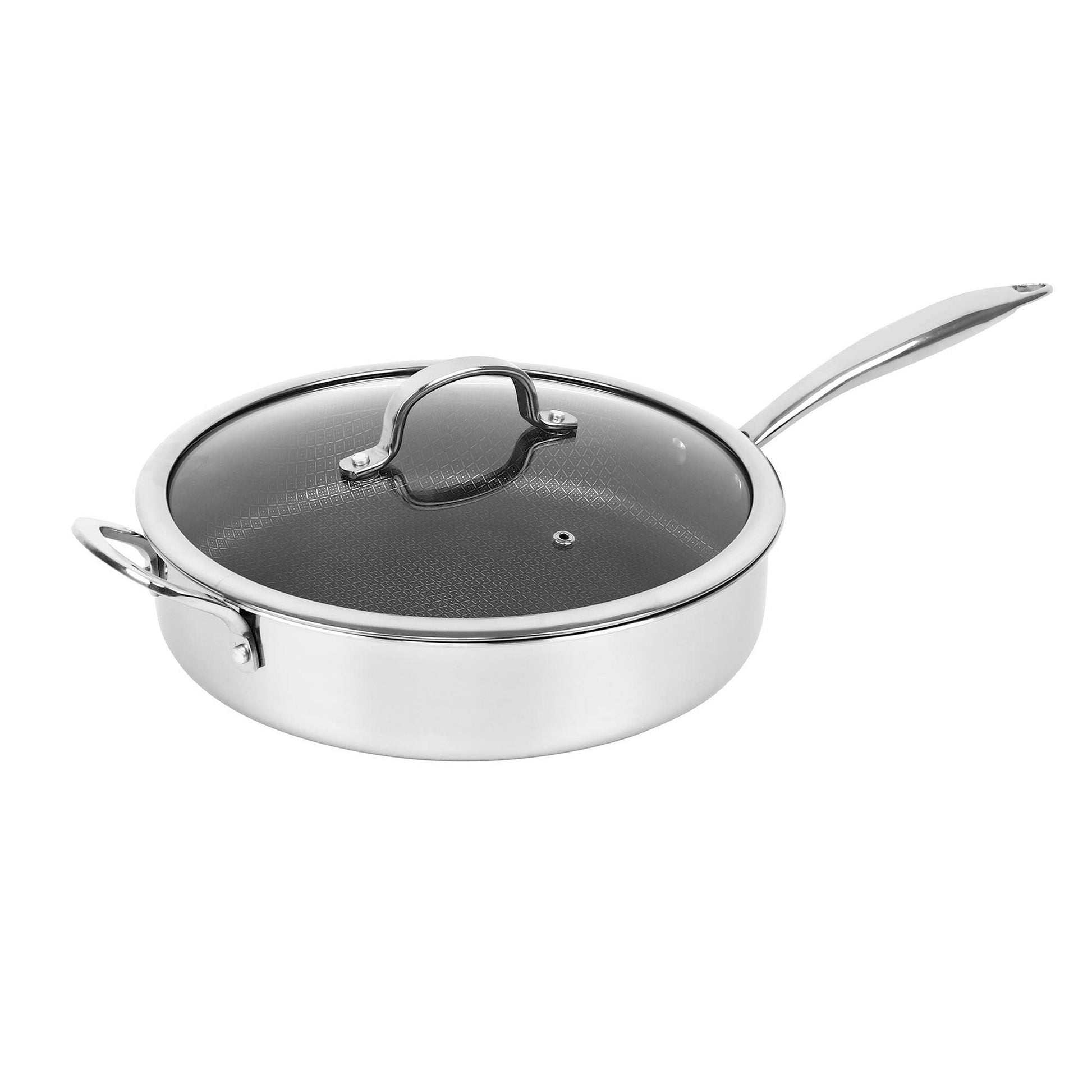 Brentwood 11 inch Hybrid Non-Stick Stainless Steel Deep Saute Pan with Glass Lid LuxuryLifeWay Online Store