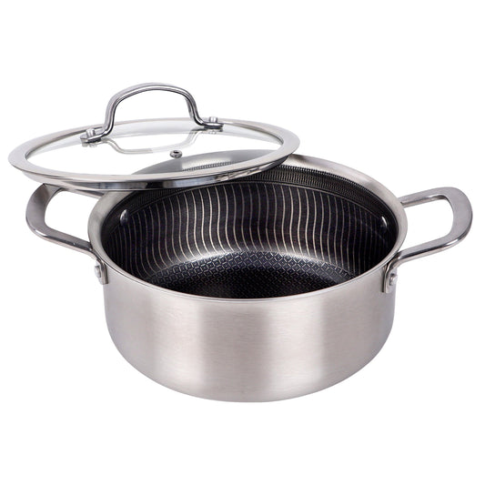 Brentwood 4 Quart 3-Ply Hybrid Non-Stick Stainless Steel Dutch Oven with Tempered Glass Lid LuxuryLifeWay Online Store