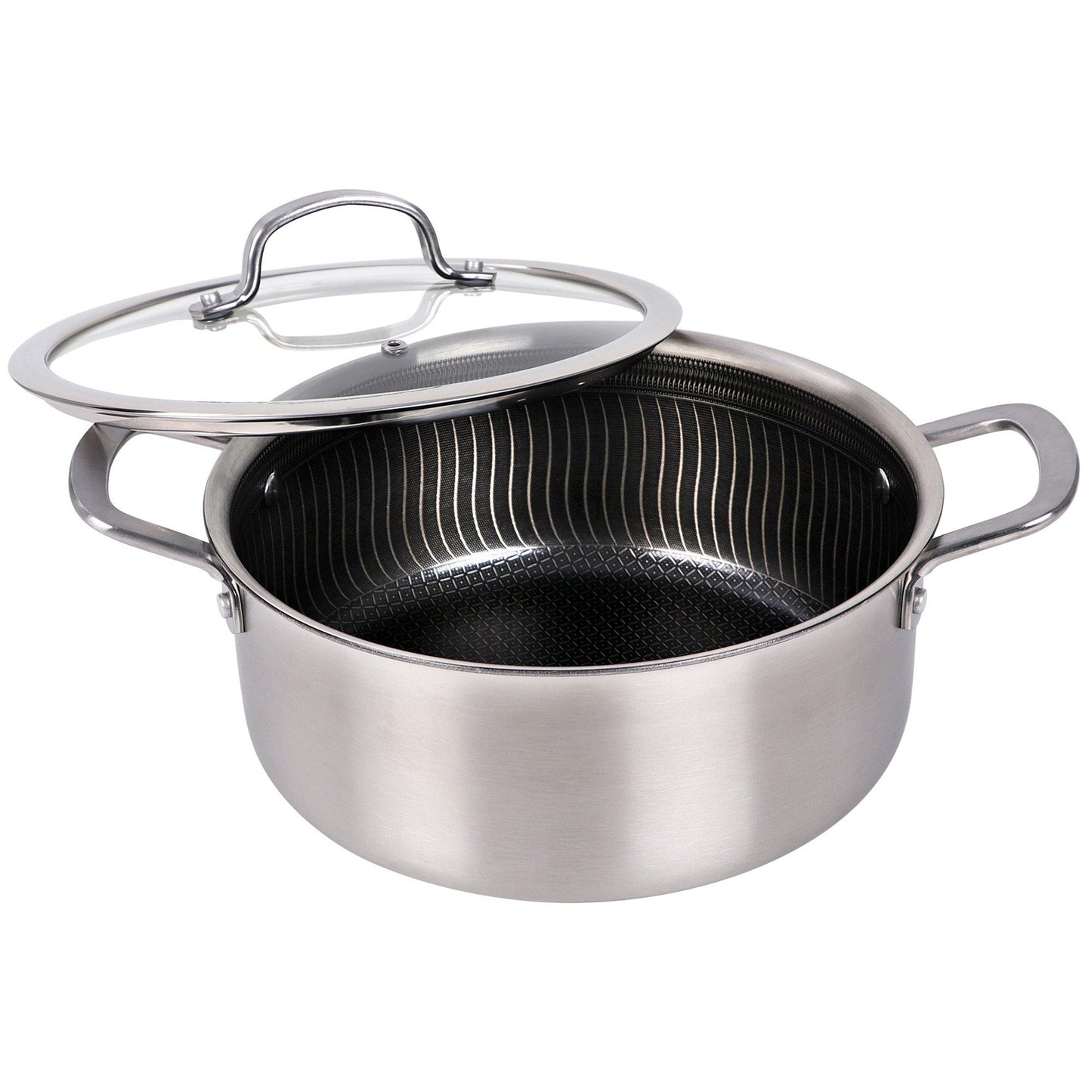 Brentwood 5 Quart 3-Ply Hybrid Non-Stick Stainless Steel Dutch Oven with Tempered Glass Lid LuxuryLifeWay Online Store