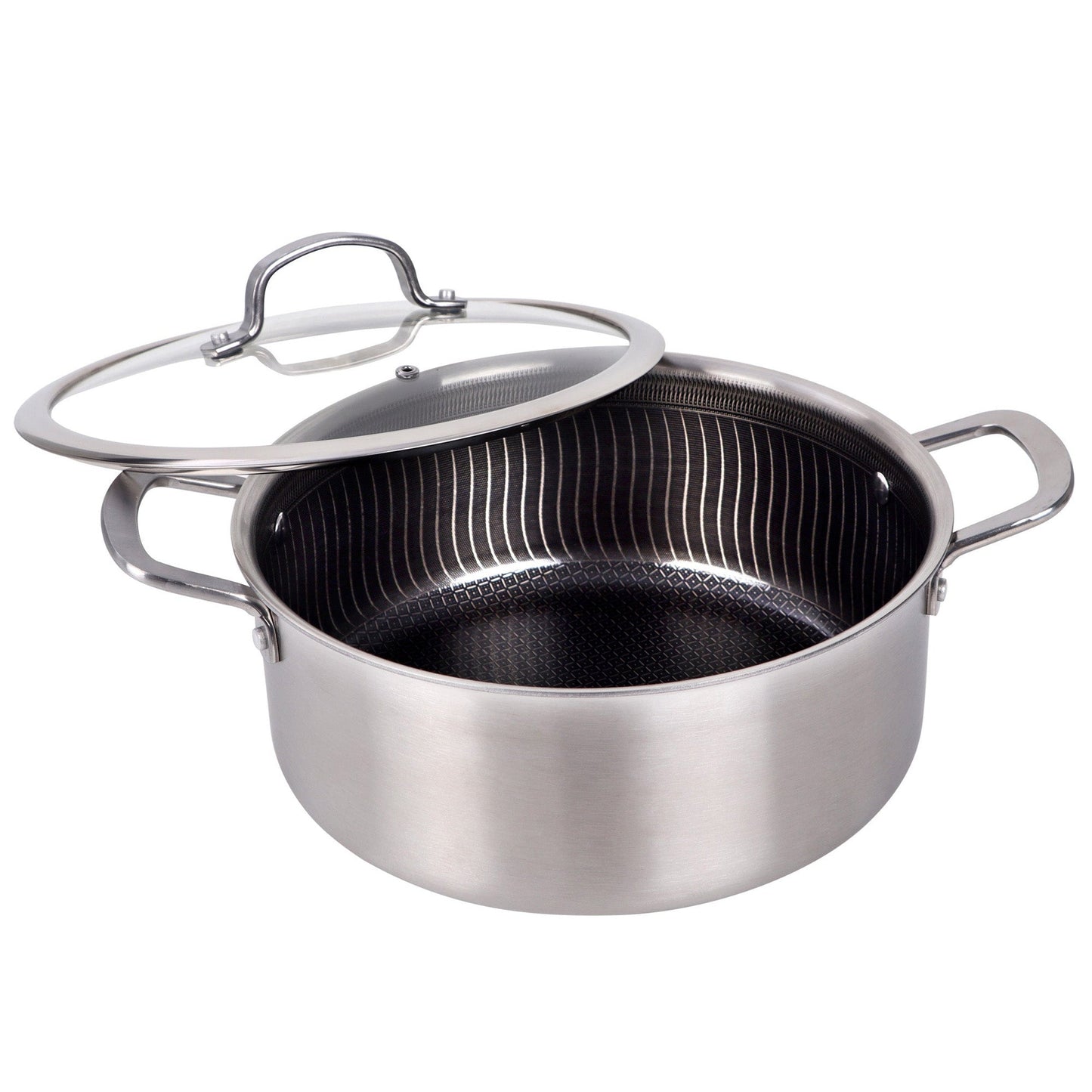 Brentwood 6 Quart 3-Ply Hybrid Non-Stick Stainless Steel Dutch Oven with Tempered Glass Lid LuxuryLifeWay Online Store