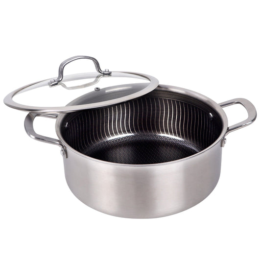 Brentwood 6 Quart 3-Ply Hybrid Non-Stick Stainless Steel Dutch Oven with Tempered Glass Lid LuxuryLifeWay Online Store