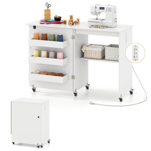 Sewing Machine and Table Set with Charging Station Folding Craft Desk and Beginner Sewing Machine LuxuryLifeWay Online Store