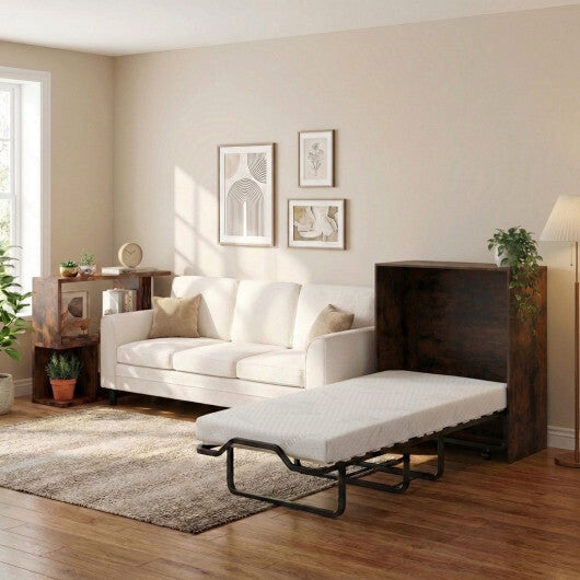 3-Piece Space-Saving Living Room with Teddy Sofa  Display Bookshelf & Foldable Murphy Bed LuxuryLifeWay Online Store