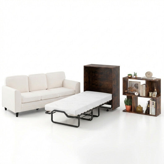 3-Piece Space-Saving Living Room with Teddy Sofa  Display Bookshelf & Foldable Murphy Bed LuxuryLifeWay Online Store