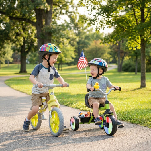 2-Piece Toddler Bike Set: Balance Bike & Tricycle with Basket LuxuryLifeWay Online Store