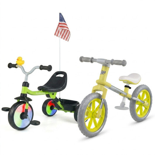 2-Piece Toddler Bike Set: Balance Bike & Tricycle with Basket LuxuryLifeWay Online Store