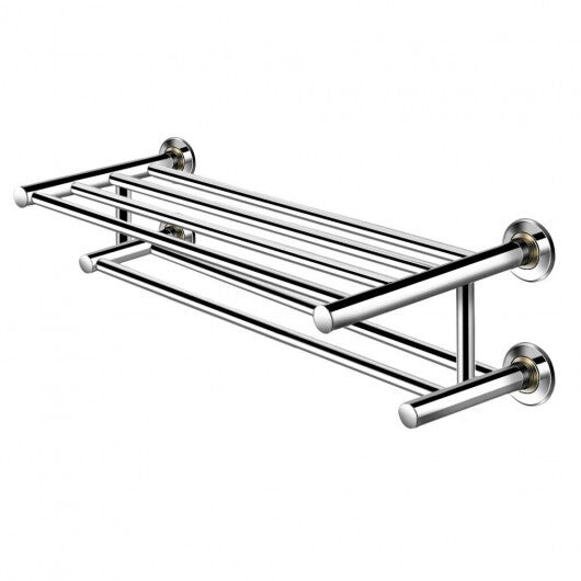 24 Inch Wall Mounted Stainless Steel Towel Storage Rack with 2 Storage Tier LuxuryLifeWay Online Store