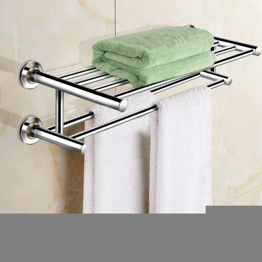 24 Inch Wall Mounted Stainless Steel Towel Storage Rack with 2 Storage Tier LuxuryLifeWay Online Store