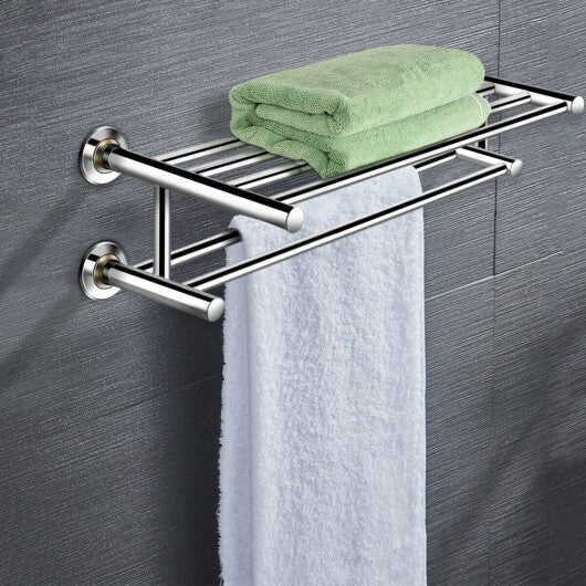 24 Inch Wall Mounted Stainless Steel Towel Storage Rack with 2 Storage Tier LuxuryLifeWay Online Store