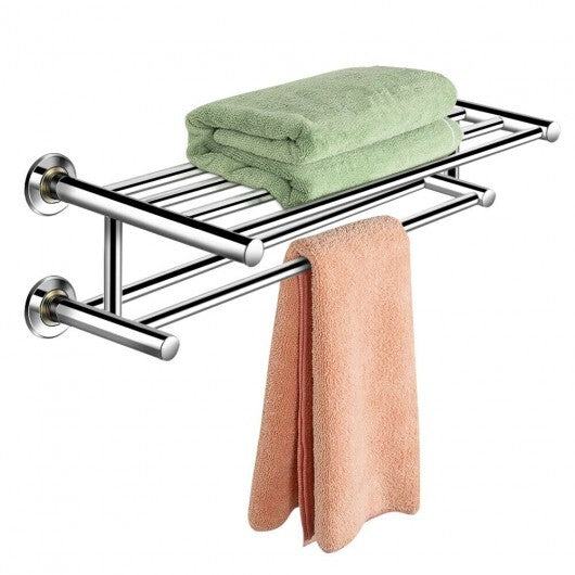 24 Inch Wall Mounted Stainless Steel Towel Storage Rack with 2 Storage Tier LuxuryLifeWay Online Store