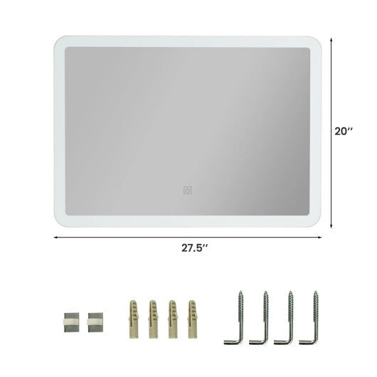 LED Wall-mounted Bathroom Rounded Arc Corner Mirror with Touch