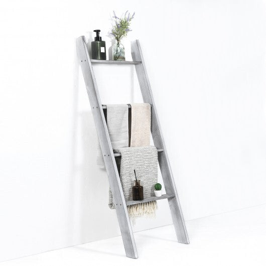 4-Tier Wall Leaning Ladder Shelf Stand-Gray - Color: Gray LuxuryLifeWay Online Store