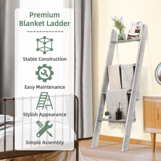 4-Tier Wall Leaning Ladder Shelf Stand-Gray - Color: Gray LuxuryLifeWay Online Store