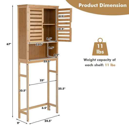 Bamboo Over The Toilet Storage Cabinet Bathroom with Adjustable Shelf-Natural - Color: Natural LuxuryLifeWay Online Store