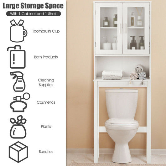 Over the Toilet Bathroom Storage Cabinet with Adjustable Shelf - Color: White LuxuryLifeWay Online Store