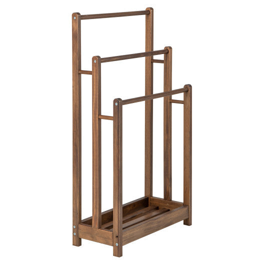 Freestanding Towel Rack 3-Bar Hand Towel Drying Stand with Bottom Storage Shelf-Rustic Brown LuxuryLifeWay Online Store