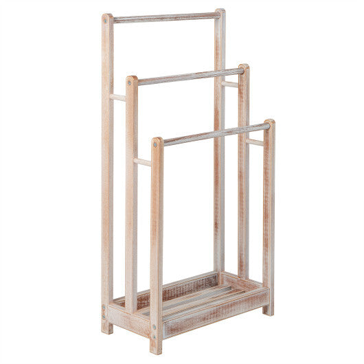 Freestanding Towel Rack 3-Bar Hand Towel Drying Stand with Bottom Storage Shelf-Rustic Brown LuxuryLifeWay Online Store