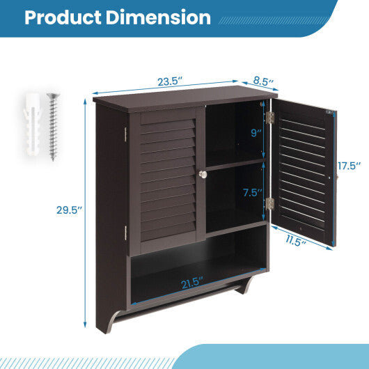 2-Doors Bathroom Wall-Mounted Medicine Cabinet with Towel Bar-White LuxuryLifeWay Online Store