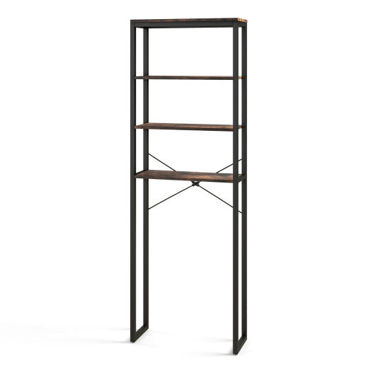 4-Tier Freestanding Over the Toilet Storage Rack-Rustic Brown