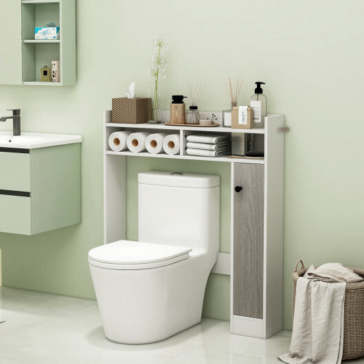 Bathroom Over the Toilet Floor Storage Organizer with Adjustable Shelves-White LuxuryLifeWay Online Store