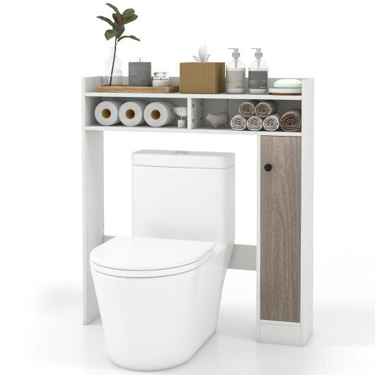 Bathroom Over the Toilet Floor Storage Organizer with Adjustable Shelves-White LuxuryLifeWay Online Store