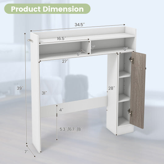 Bathroom Over the Toilet Floor Storage Organizer with Adjustable Shelves-White LuxuryLifeWay Online Store