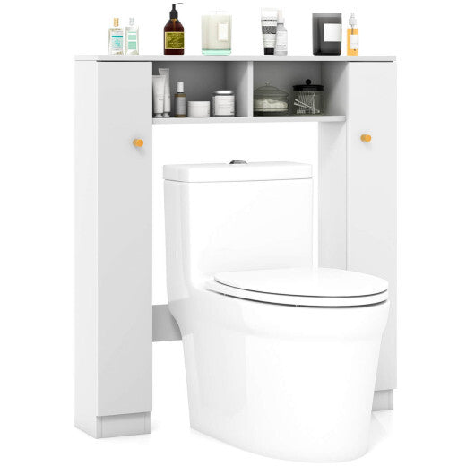 Over The Toilet Storage Cabinet with 2 Open Compartments and 4 Adjustable Shelves-Natural