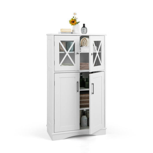 4 Doors Freeestanding Bathroom Floor Cabinet with Adjustable Shelves-White LuxuryLifeWay Online Store