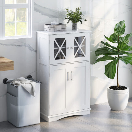 4 Doors Freeestanding Bathroom Floor Cabinet with Adjustable Shelves-White LuxuryLifeWay Online Store
