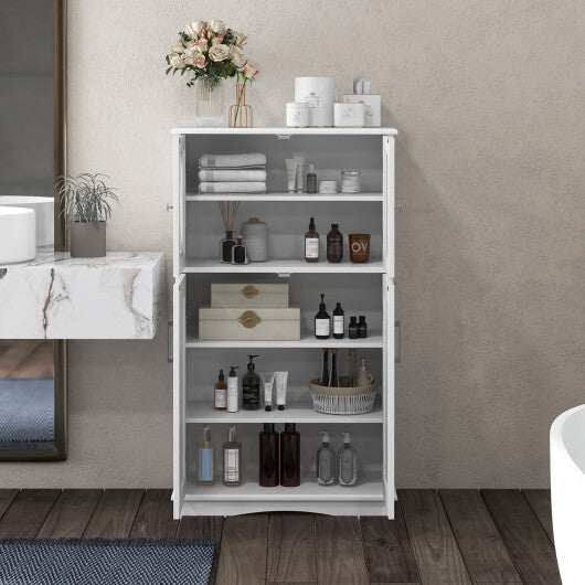 4 Doors Freeestanding Bathroom Floor Cabinet with Adjustable Shelves-White LuxuryLifeWay Online Store