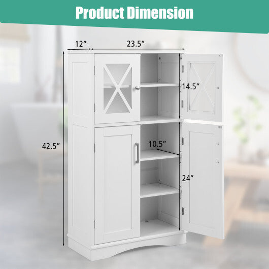 4 Doors Freeestanding Bathroom Floor Cabinet with Adjustable Shelves-White LuxuryLifeWay Online Store