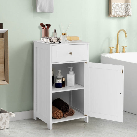 Single Door Bathroom Cabinet with Adjustable Shelf and Drawer-White LuxuryLifeWay Online Store