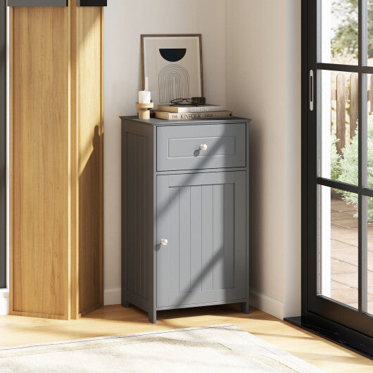 Single Door Bathroom Cabinet with Adjustable Shelf and Drawer-White