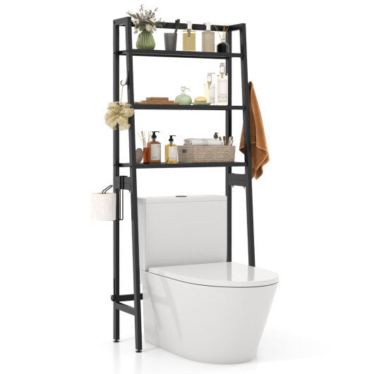3-Tier Over The Toilet Storage Shelf with Adjustable Bottom Bar-White