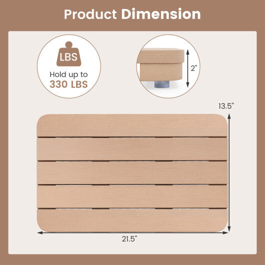 Waterproof HIPS Spa Shower Mat for Bathroom with Non Slip Foot Pads-White