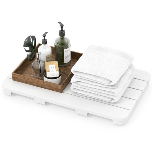 Waterproof HIPS Spa Shower Mat for Bathroom with Non Slip Foot Pads-White