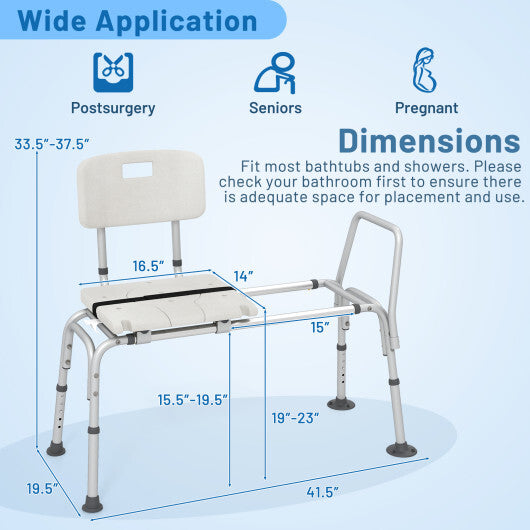 Sliding Tub Transfer Bench with Extra-Wide Seat for Elderly and Disabled LuxuryLifeWay Online Store